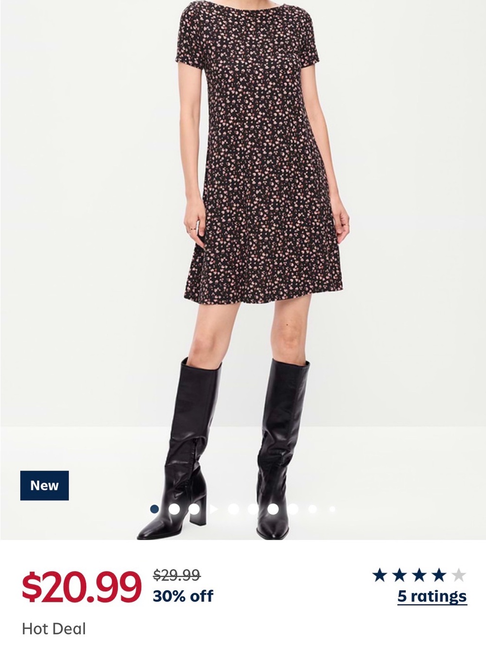 Black Floral dress mini swing dress old navy